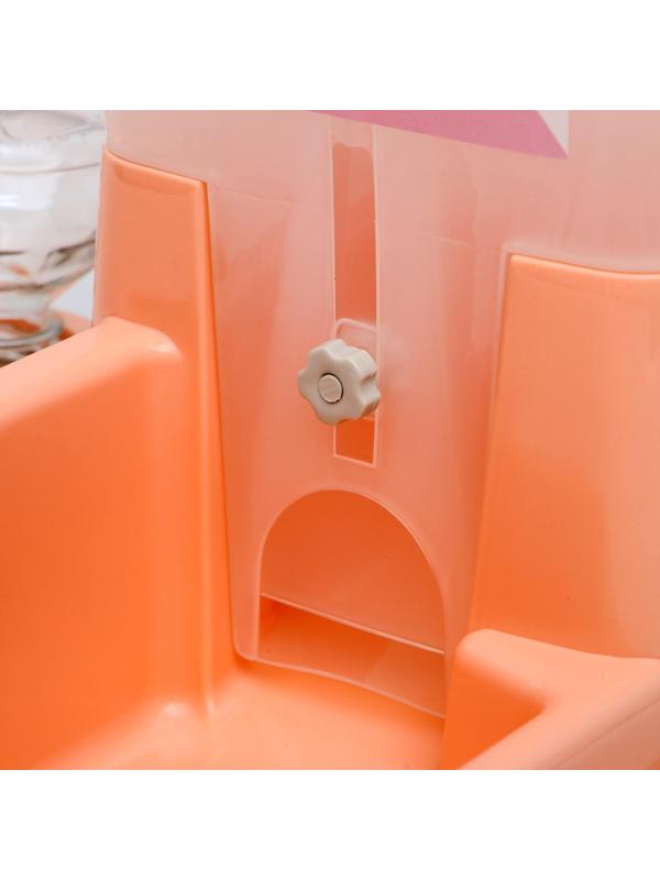 Комплекс: контейнер для корма 38х22х34 см (1,5 кг), съемная миска и поилка, персиковый