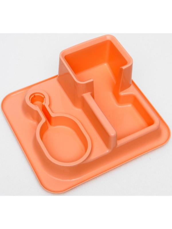 Комплекс: контейнер для корма 38х22х34 см (1,5 кг), съемная миска и поилка, персиковый