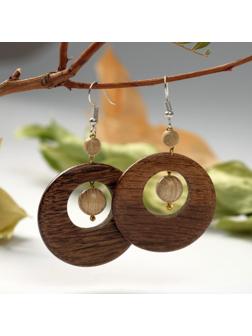 Серьги ручная работа, деревянные 