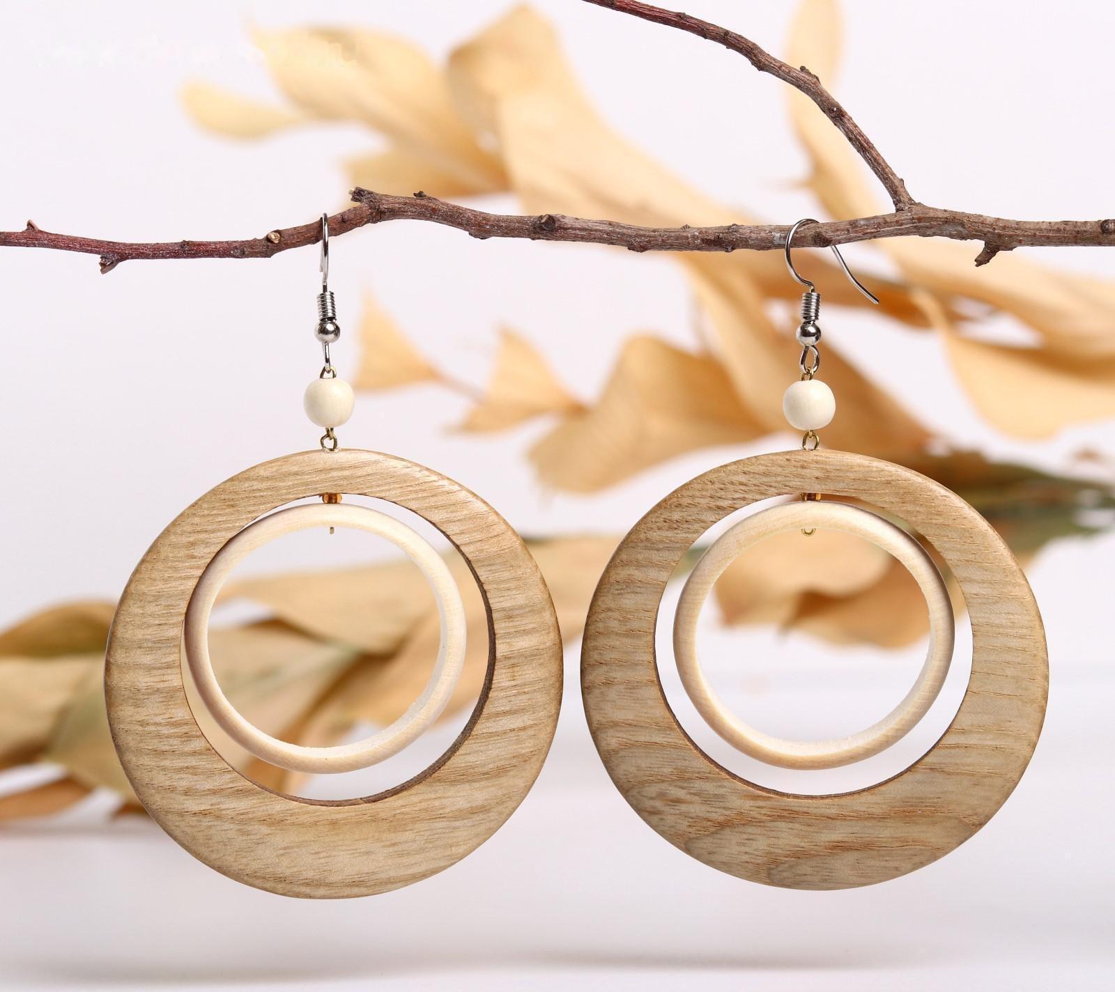 Серьги ручная работа, деревянные 
