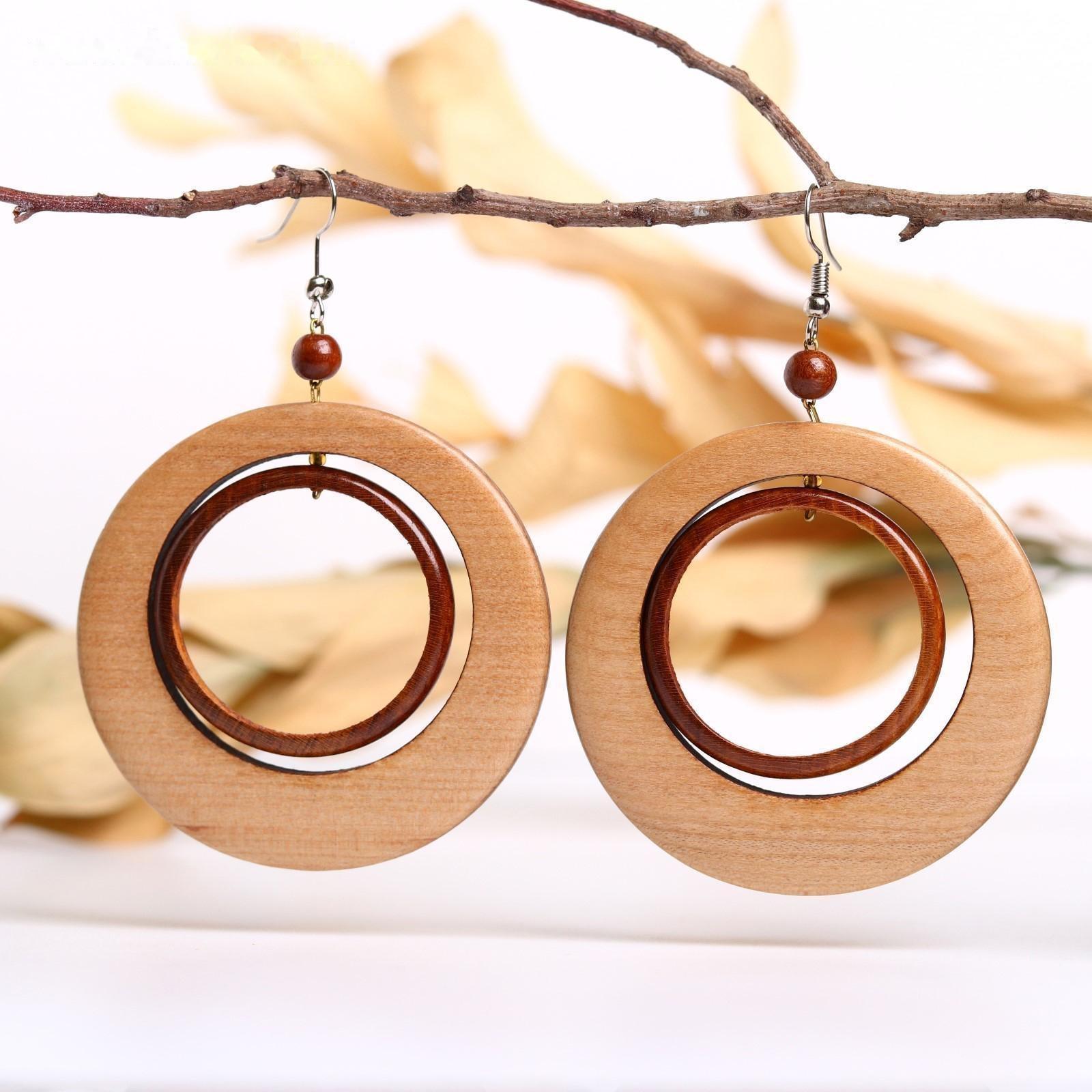 Серьги ручная работа, деревянные 