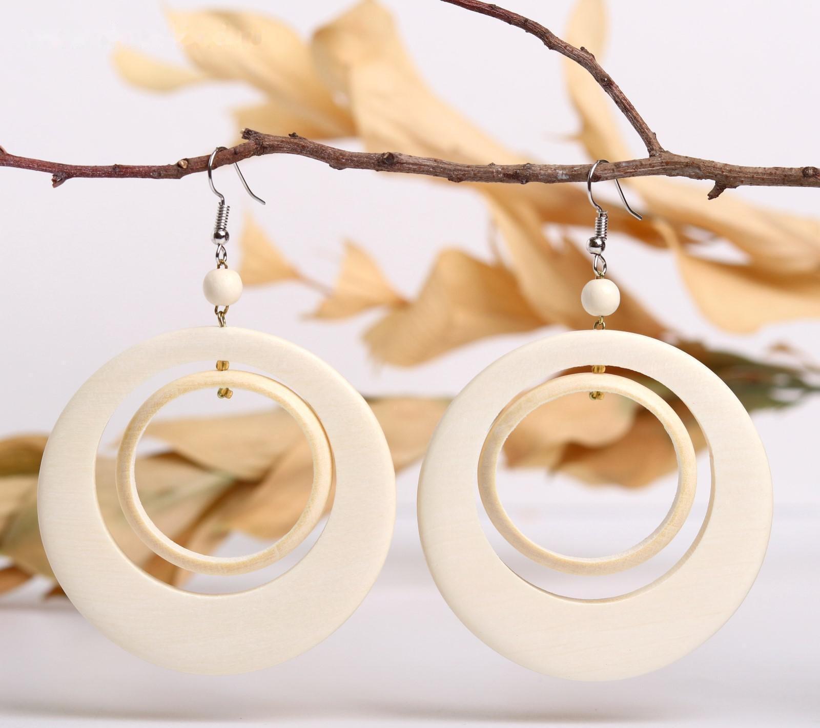 Серьги ручная работа, деревянные 