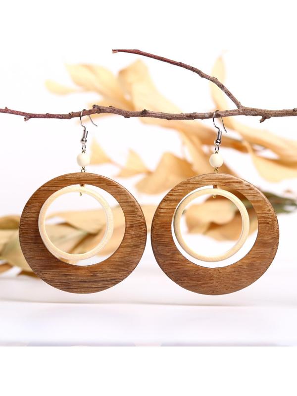 Серьги ручная работа, деревянные 
