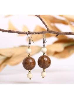 Серьги ручная работа, деревянные 