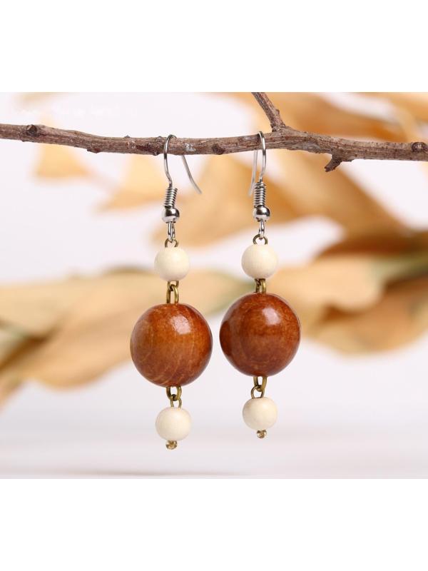 Серьги ручная работа, деревянные 