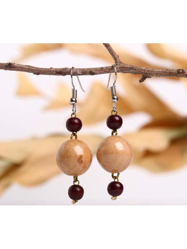 Серьги ручная работа, деревянные 