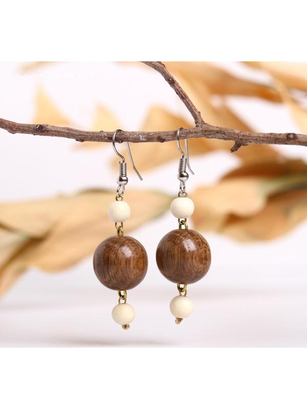 Серьги ручная работа, деревянные 