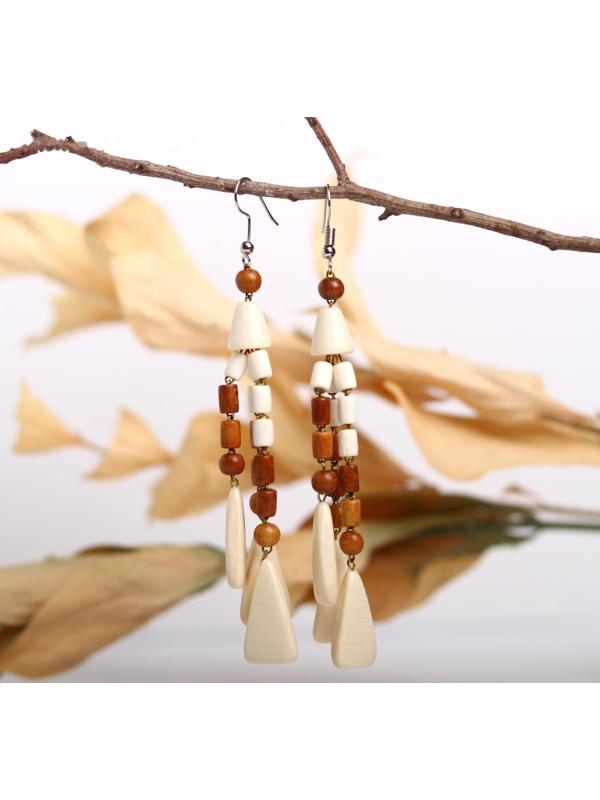 Серьги ручная работа, деревянные 