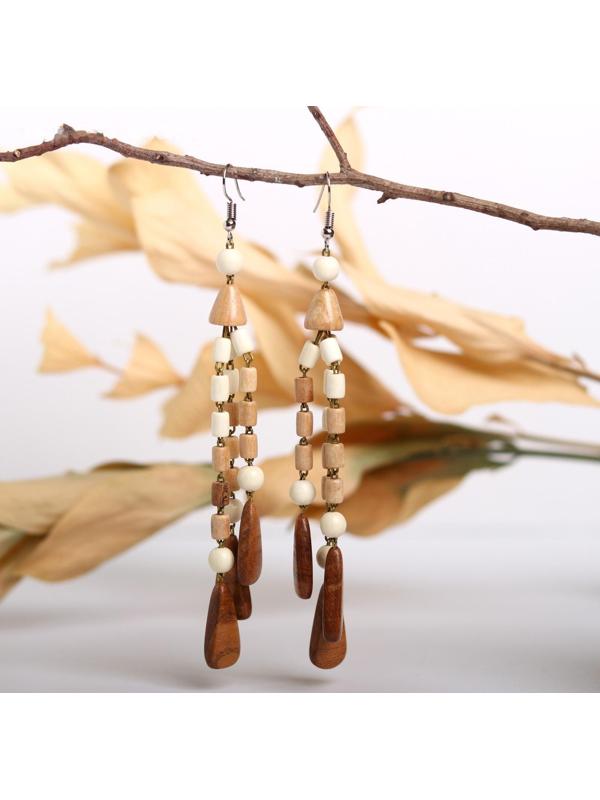 Серьги ручная работа, деревянные 