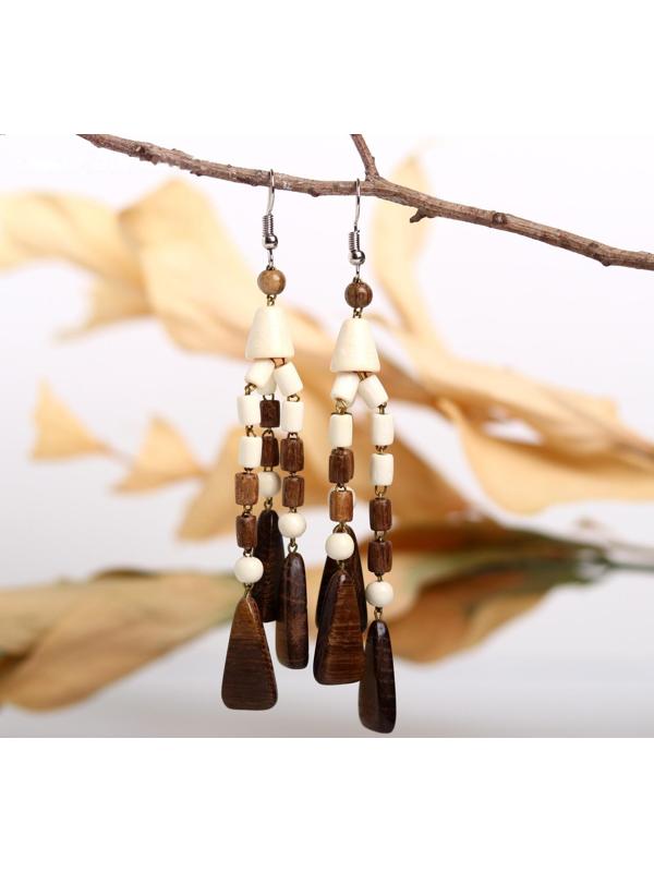 Серьги ручная работа, деревянные 