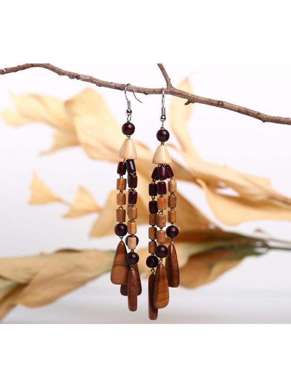 Серьги ручная работа, деревянные 