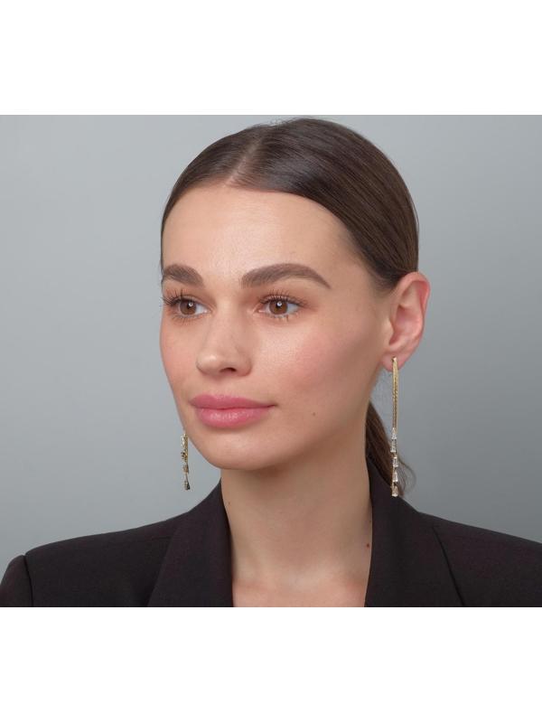 Серьги висячие со стразами 