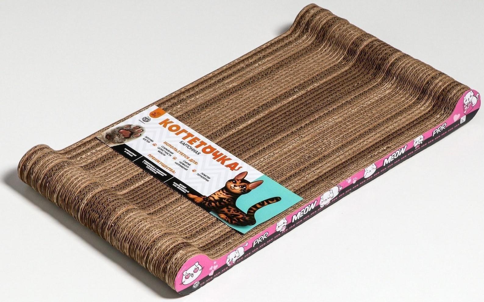 Когтеточка из картона PRR MEOW, 45 × 22 × 4.5 см