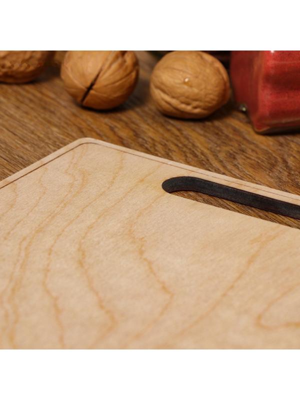 Доска разделочная и сервировочная двухсторонняя, прямоугольная, ручка вырез, 30×20×0.6 см