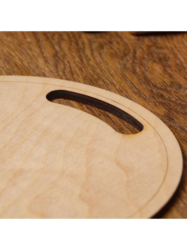 Доска разделочная и сервировочная двухсторонняя, круглая, ручка вырез, 20×20×0.6 см