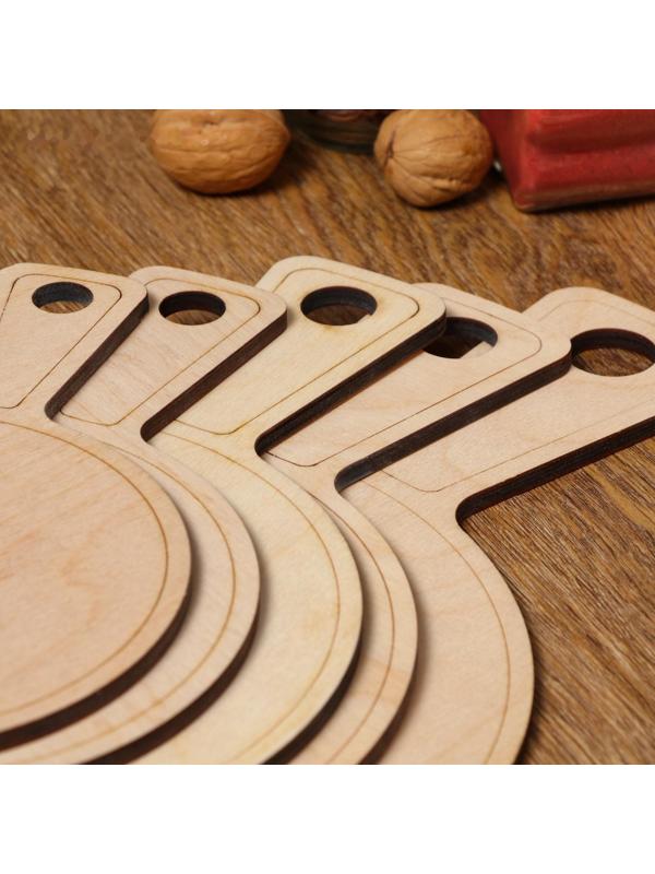 Набор досок разделочных двухсторонних, круглых, с ручкой, 5 штук