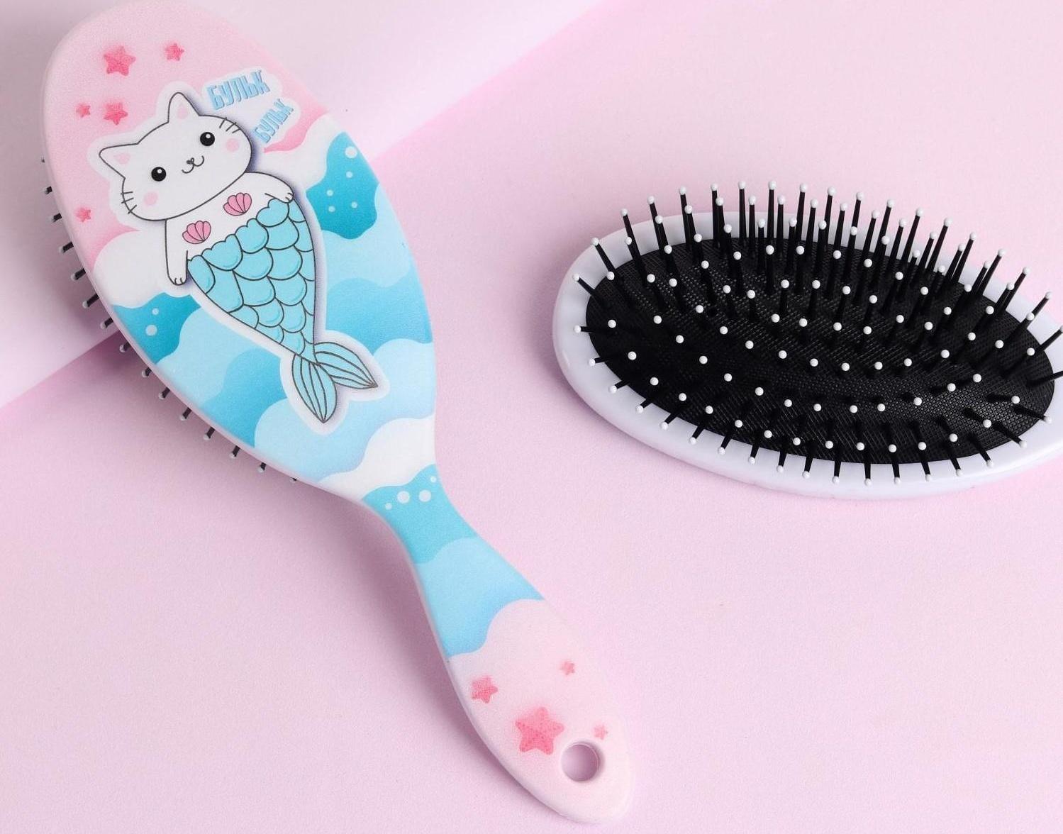 Расчёска массажная, цвет голубой/розовый