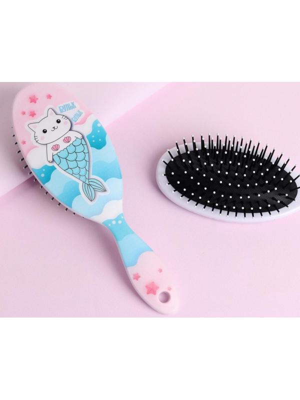 Расчёска массажная, цвет голубой/розовый