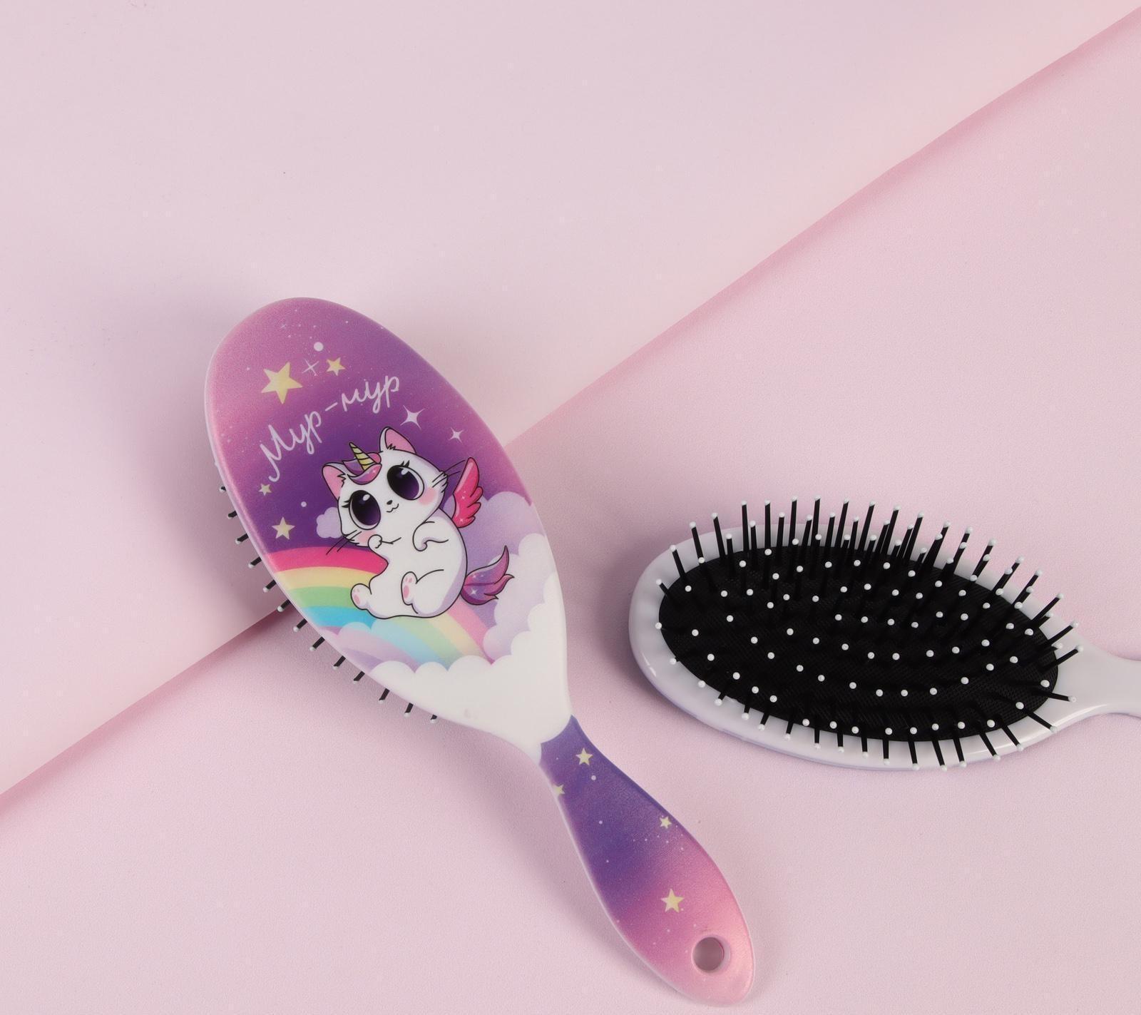 Расчёска массажная, 7 × 22 см, цвет сиреневый