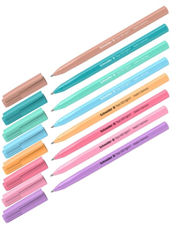 Ручка шариковая Schneider Tops 505 F, узел 0.8 мм, синие чернила, корпус пастель микс