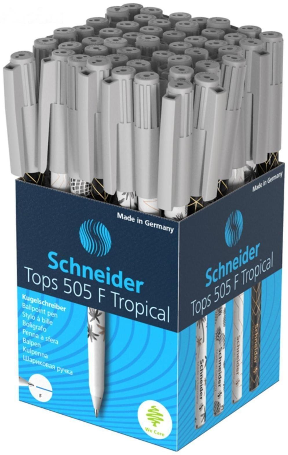 Ручка шариковая Schneider TOPS 505 F, узел 0.8 мм, светостойкие чернила, с принтами микс, синяя
