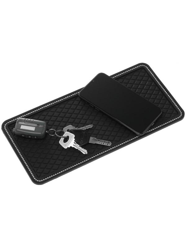 Коврик противоскользящий, стразы, 30×14 см, черный