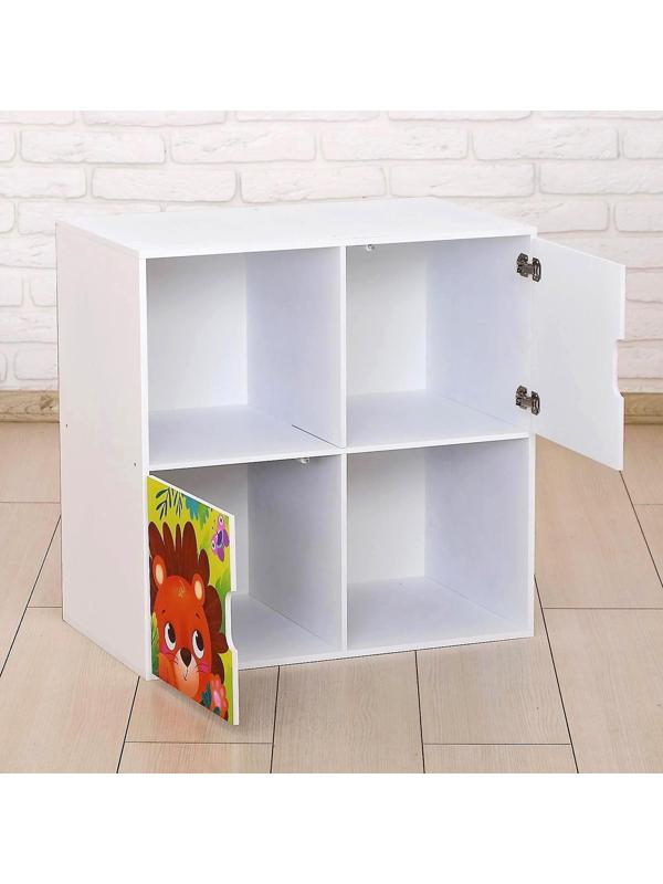 Стеллаж с дверцами «Весёлые животные», 60 × 60 см, цвет белый