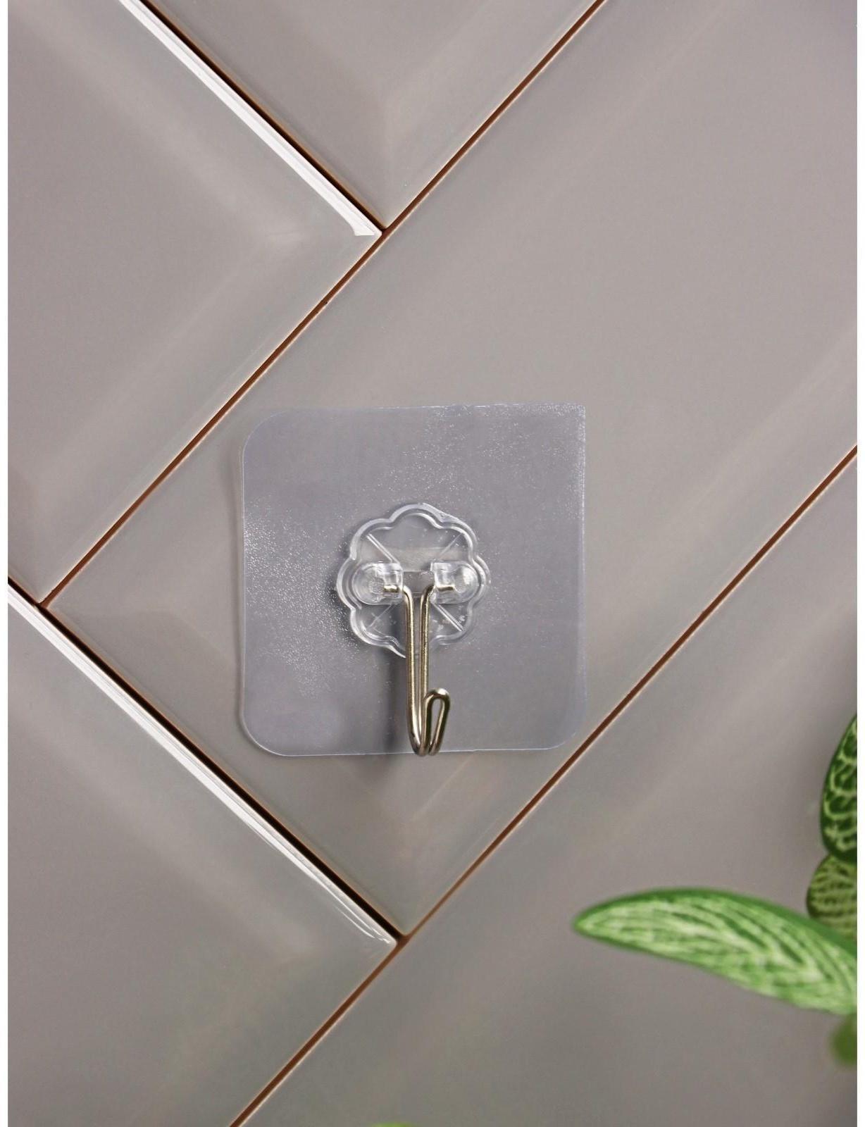 Крючок-наклейка, 6×6,5×2 см, цвет прозрачный