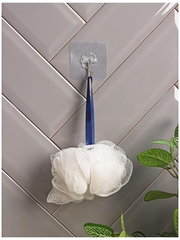 Крючок-наклейка, 6×6,5×2 см, цвет прозрачный