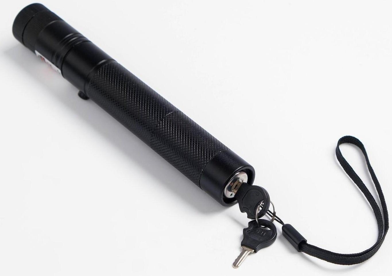 Лазерная указка аккумуляторная, дальность 2 км, красный луч, 14 х 2 см