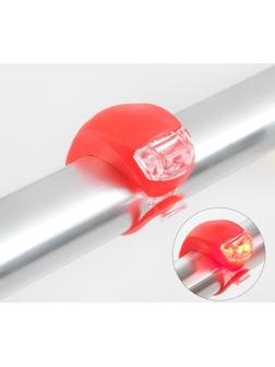 Фонарь велосипедный, водонепроницаемый, 2 LED, 80 лм, CR 1130, 3 режима, красный