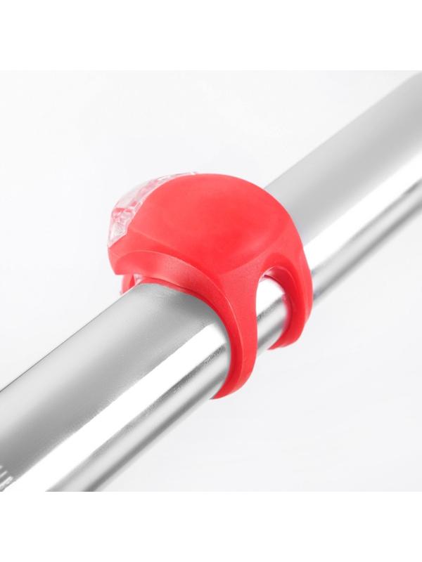 Фонарь велосипедный, водонепроницаемый, 2 LED, 80 лм, CR 1130, 3 режима, красный