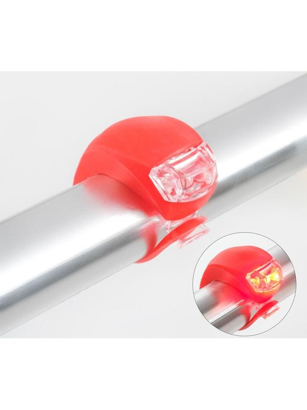 Фонарь велосипедный, водонепроницаемый, 2 LED, 80 лм, CR 1130, 3 режима, красный