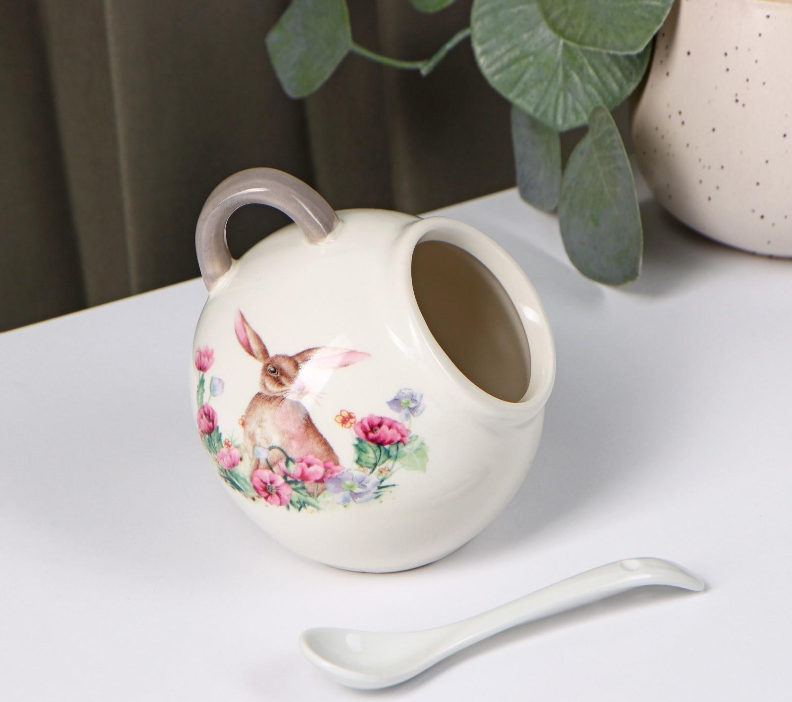 Сахарница с ложкой Доляна «Зайка», 200 мл