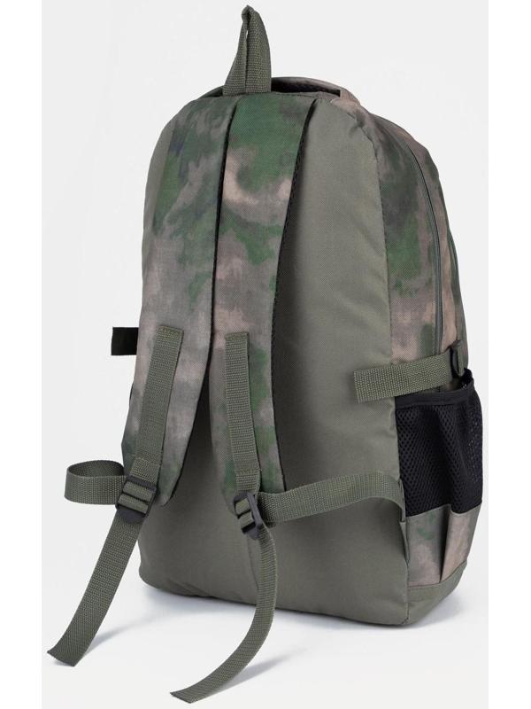 Рюкзак туристический, 2 отдела на молниях, 5 наружных карманов, цвет зелёный