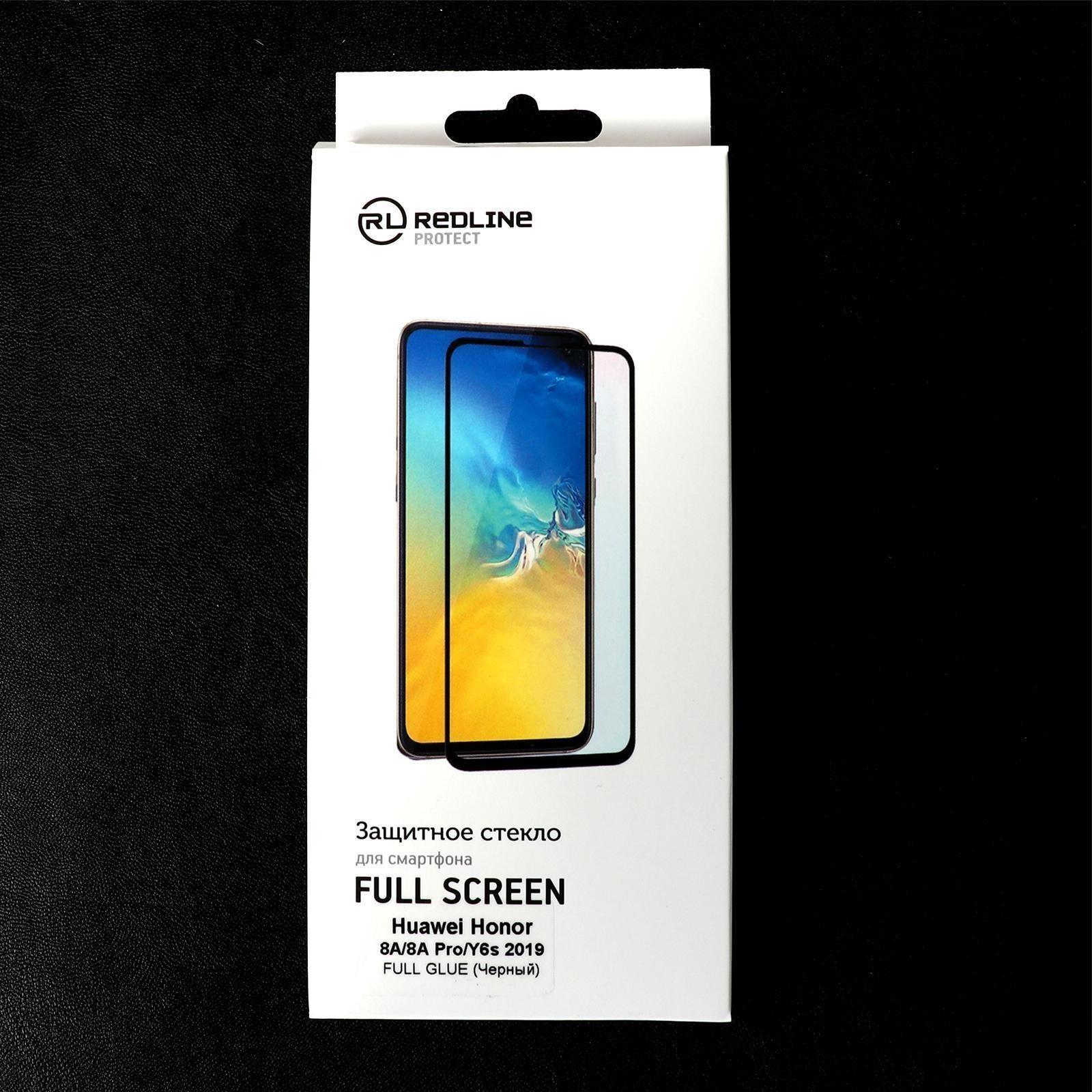 Защитное стекло Red Line для Huawei Honor 8A/8A Pro/Y6s 2019,Full screen,полный клей,черное