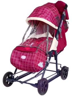 Санки-коляска «Ника детям 8-2», цвет вишневый в клетку