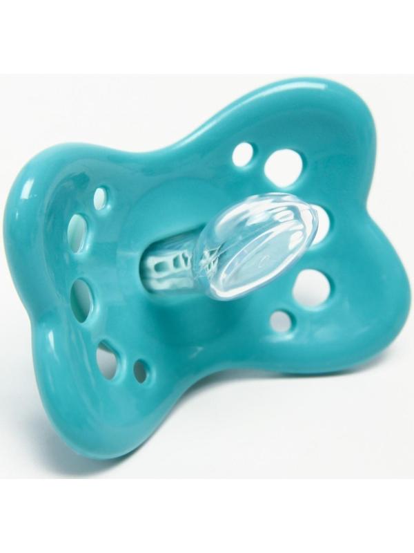 Соска-пустышка ортодонтическая, силикон, +0мес., цвет бирюзовый