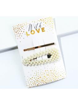 Заколка и невидимка для волос на подложке With love, 2 шт.