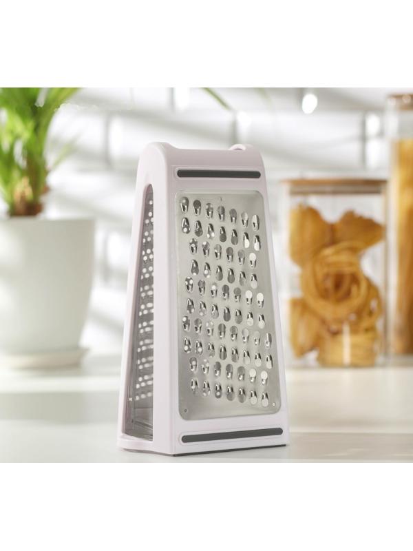 Тёрка с контейнером «Умелец», 13,5×9×21,5 см, ABS-пластик, нержавеющая сталь, цвет белый