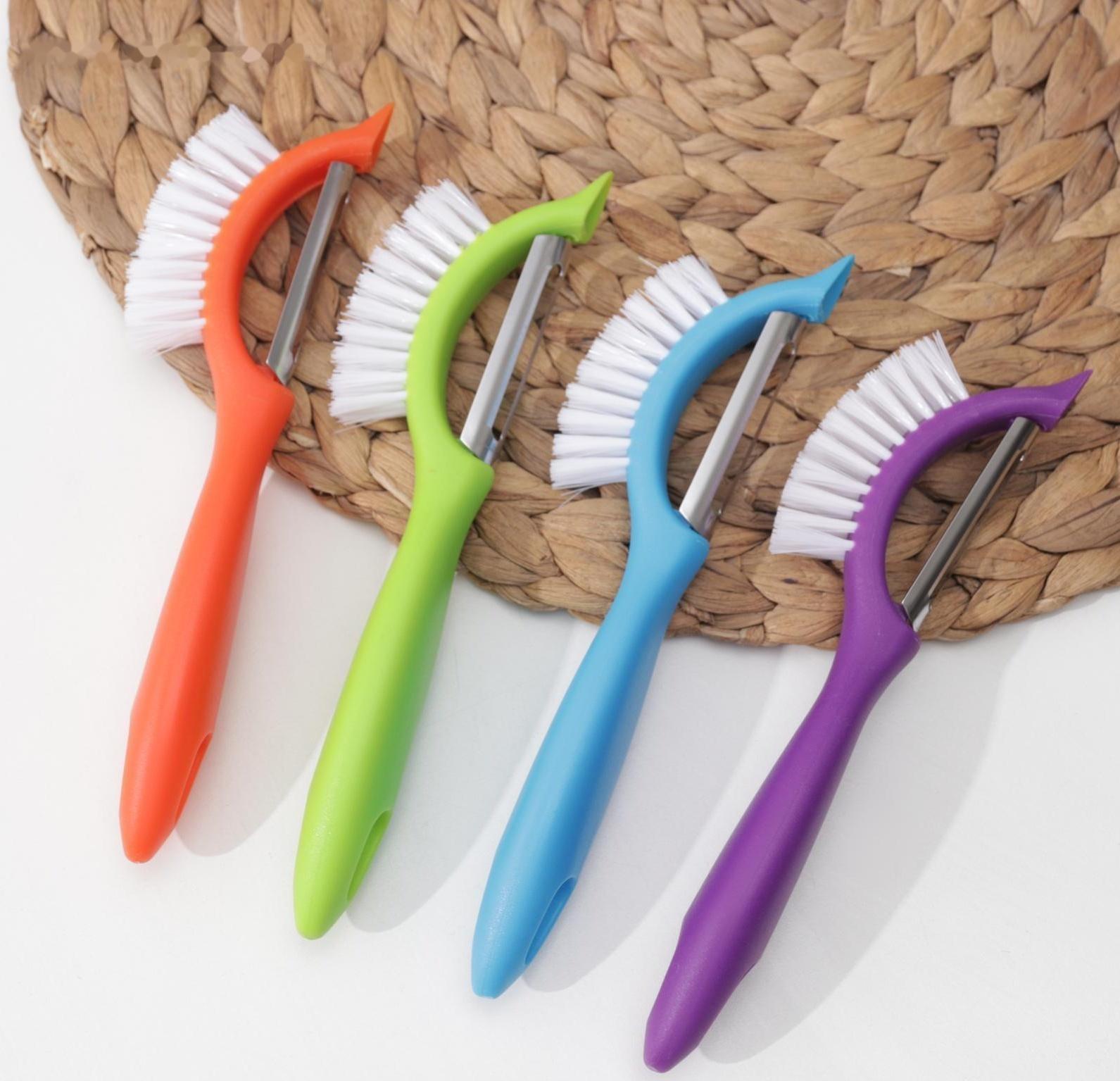 Овощечистка «Сарбо», 18,5×5 см, с щеткой, цвет МИКС