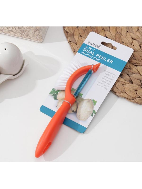 Овощечистка «Сарбо», 18,5×5 см, с щеткой, цвет МИКС