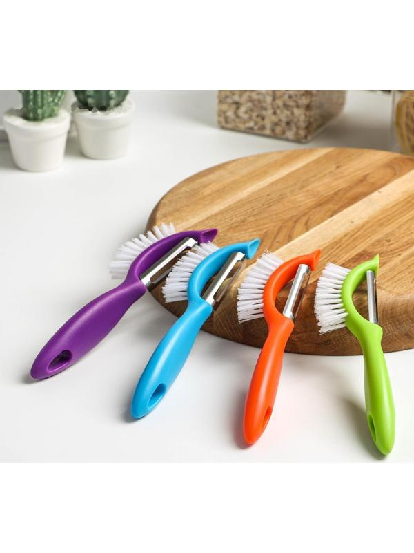 Овощечистка «Сарбо», 18,5×5 см, с щеткой, цвет МИКС