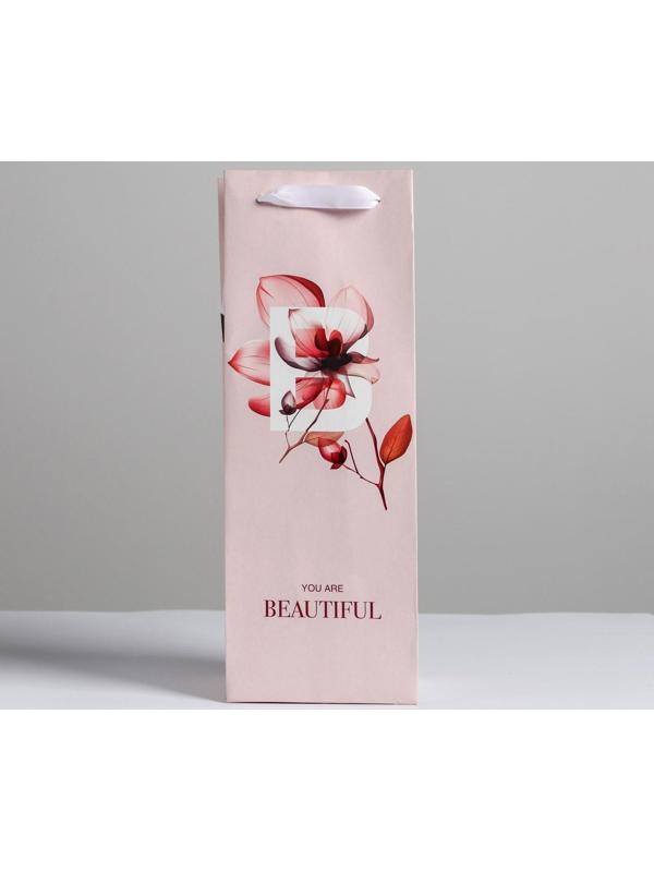 Пакет ламинированный под бутылку «You are beautiful», 13 x 36 x 10 см