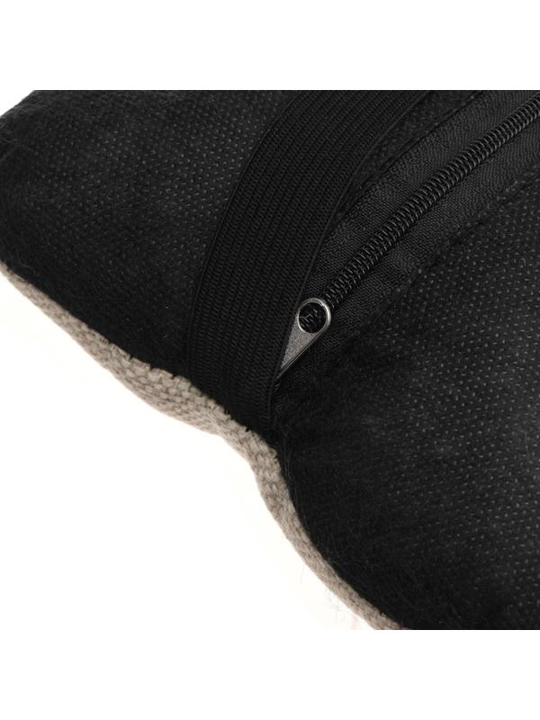 Подушка автомобильная косточка, на подголовник, лен, бежевый, 16 х 24 см