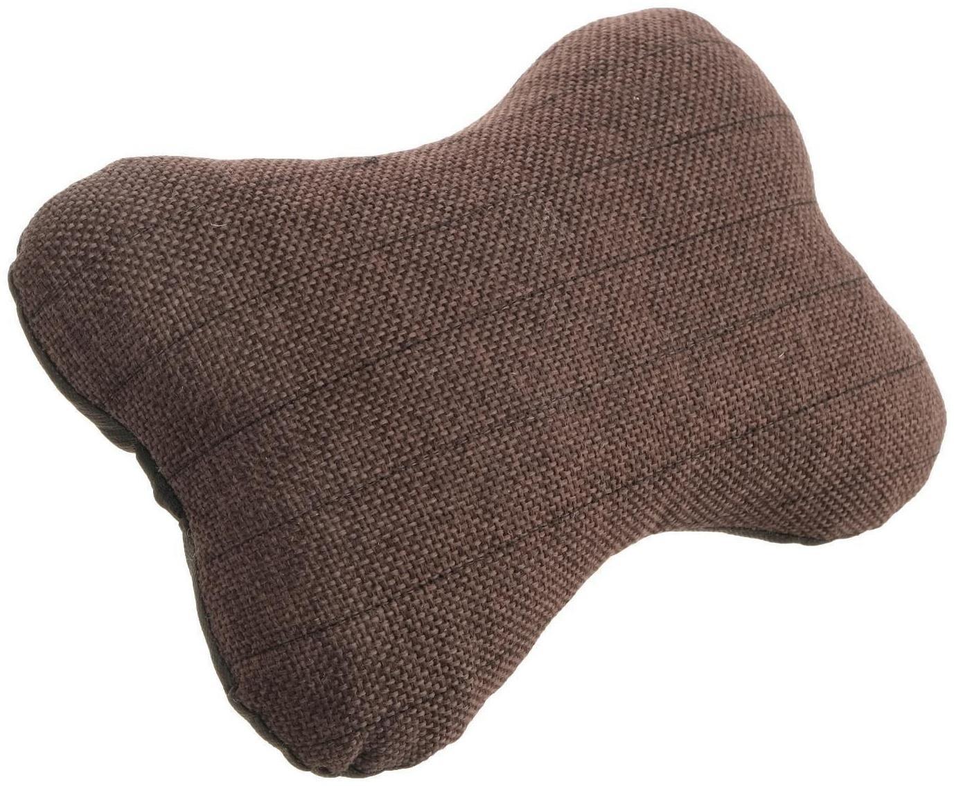 Подушка автомобильная косточка, на подголовник, лен, коричневый, 16х24 см