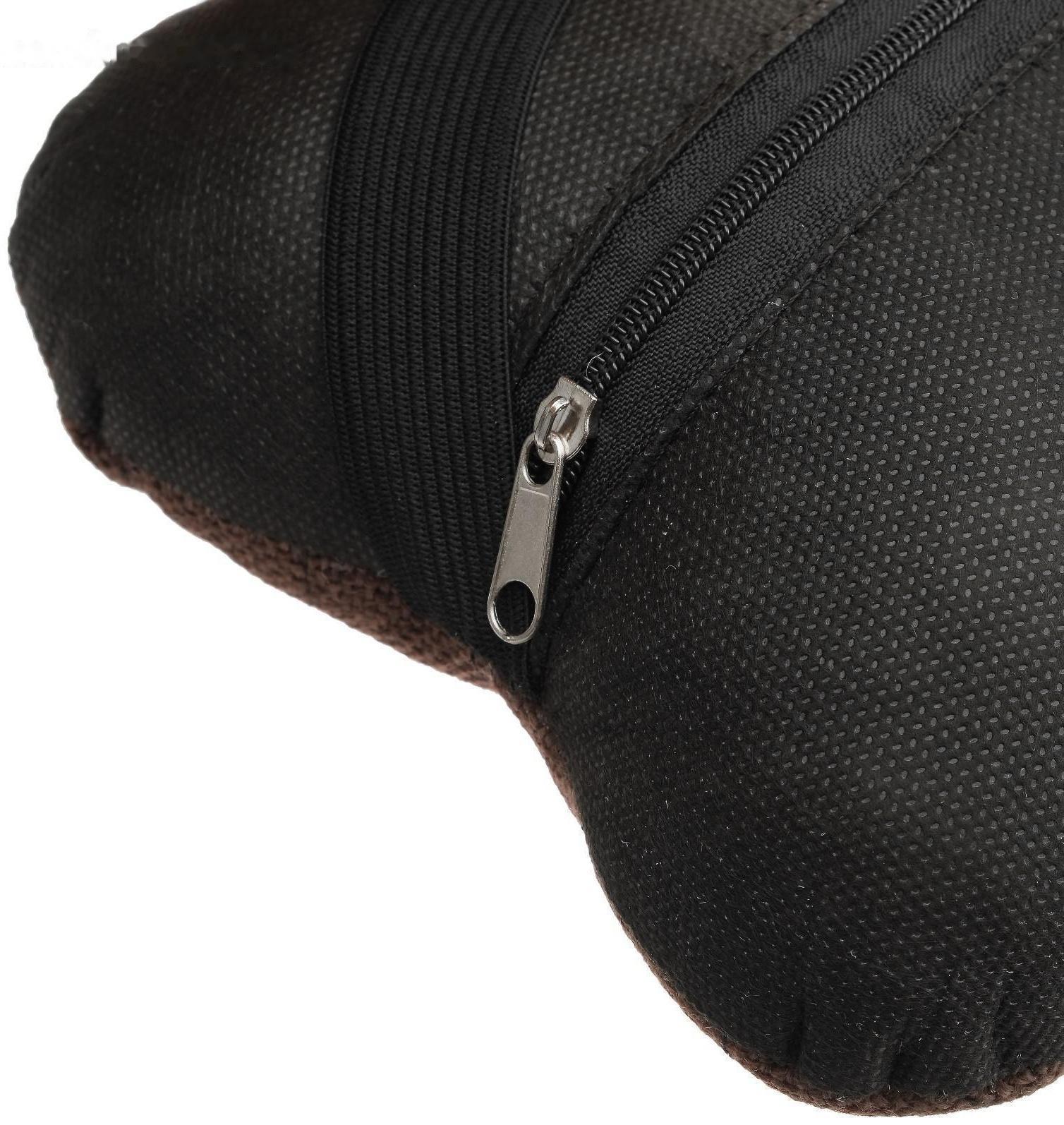 Подушка автомобильная косточка, на подголовник, лен, коричневый, 16х24 см