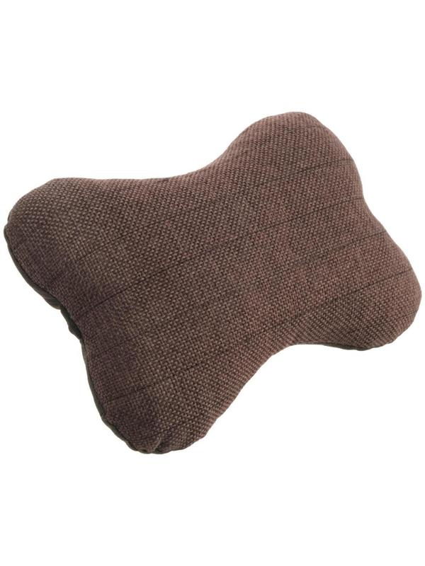 Подушка автомобильная косточка, на подголовник, лен, коричневый, 16х24 см