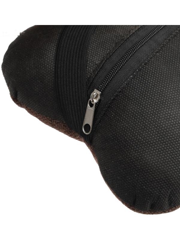 Подушка автомобильная косточка, на подголовник, лен, коричневый, 16х24 см