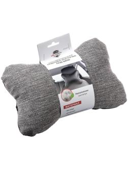 Подушка автомобильная косточка, на подголовник, лен, серый, 16х24 см